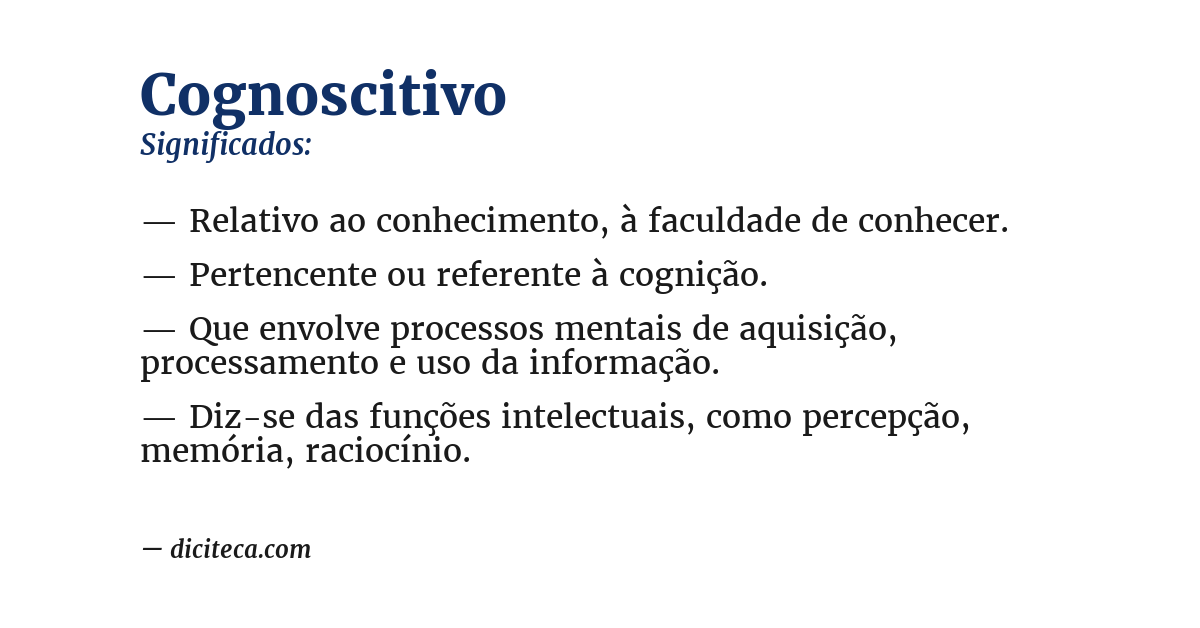 Significado de cognoscitivo