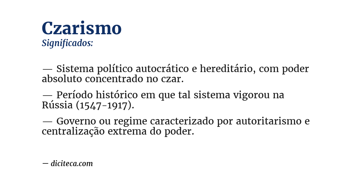 Significado de czarismo