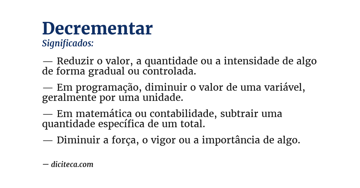 Significado de decrementar