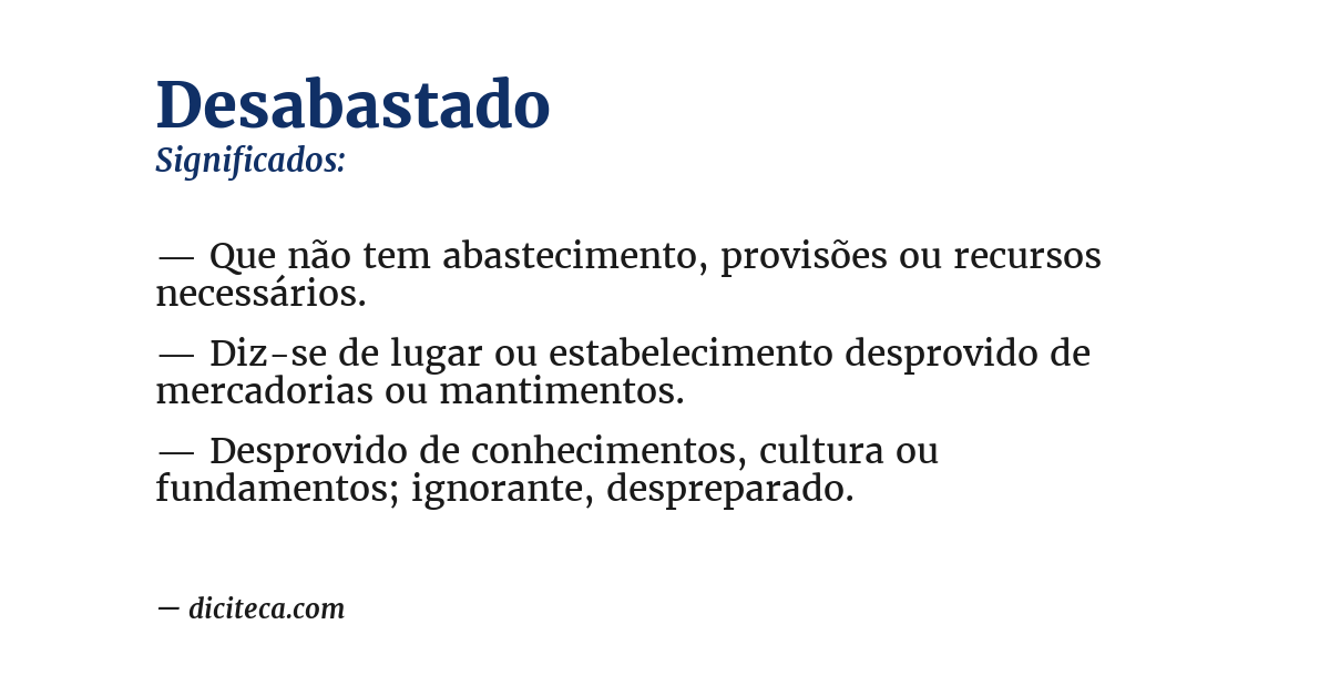Significado de desabastado