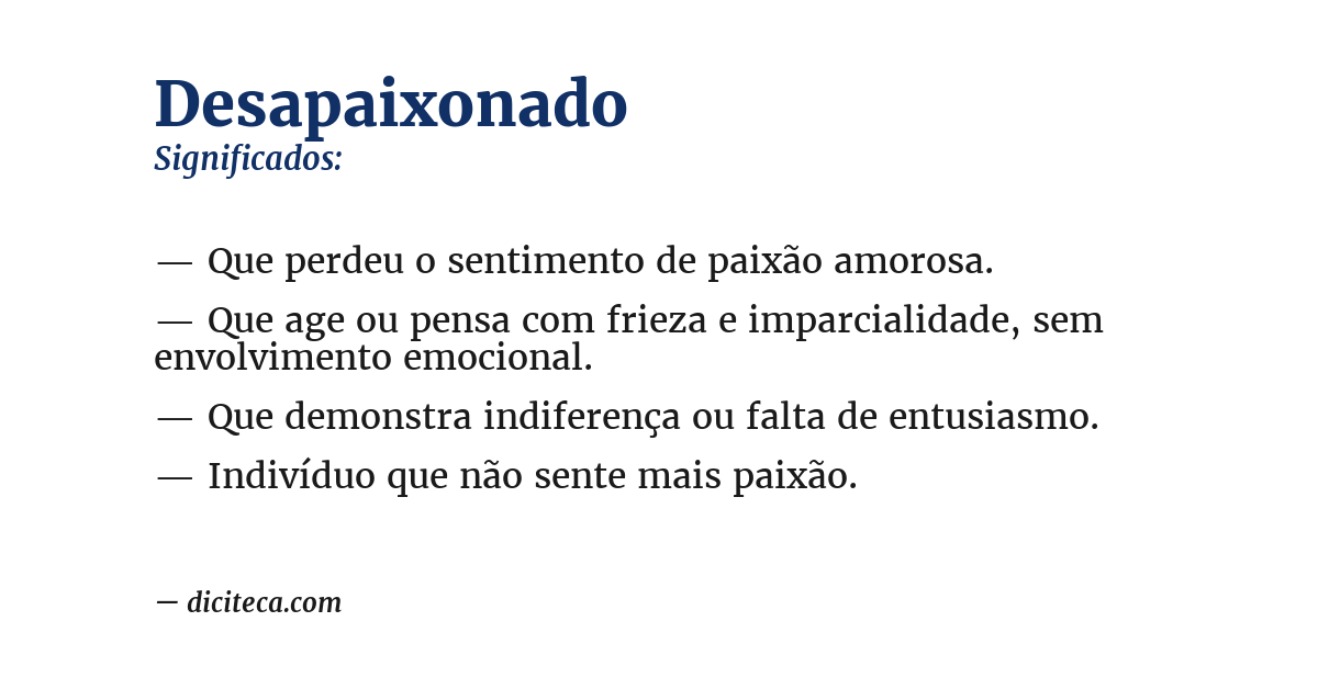 Significado de desapaixonado
