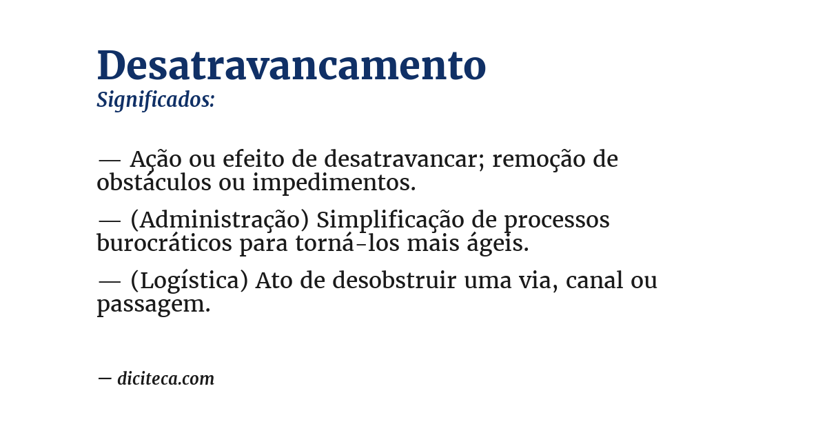 Significado de desatravancamento