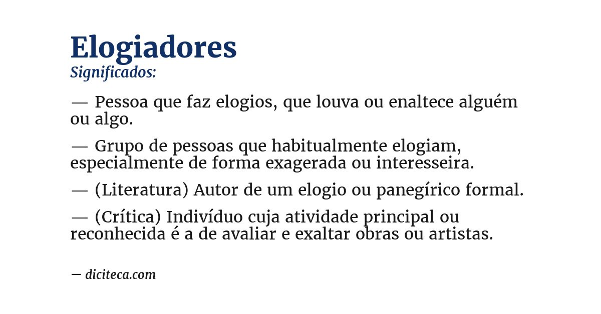 Significado de elogiadores