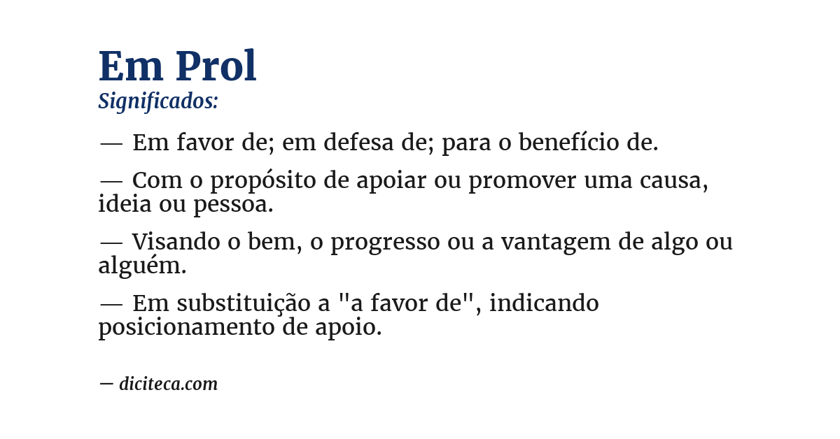 Significado de em prol