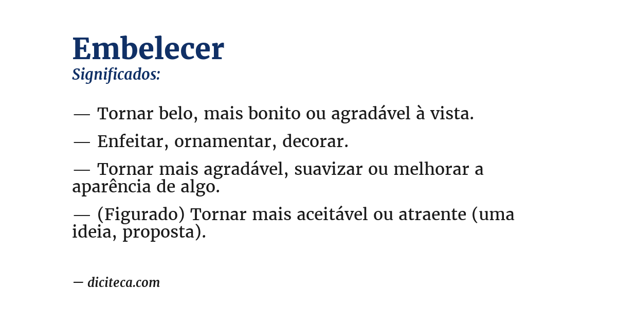 Significado de embelecer