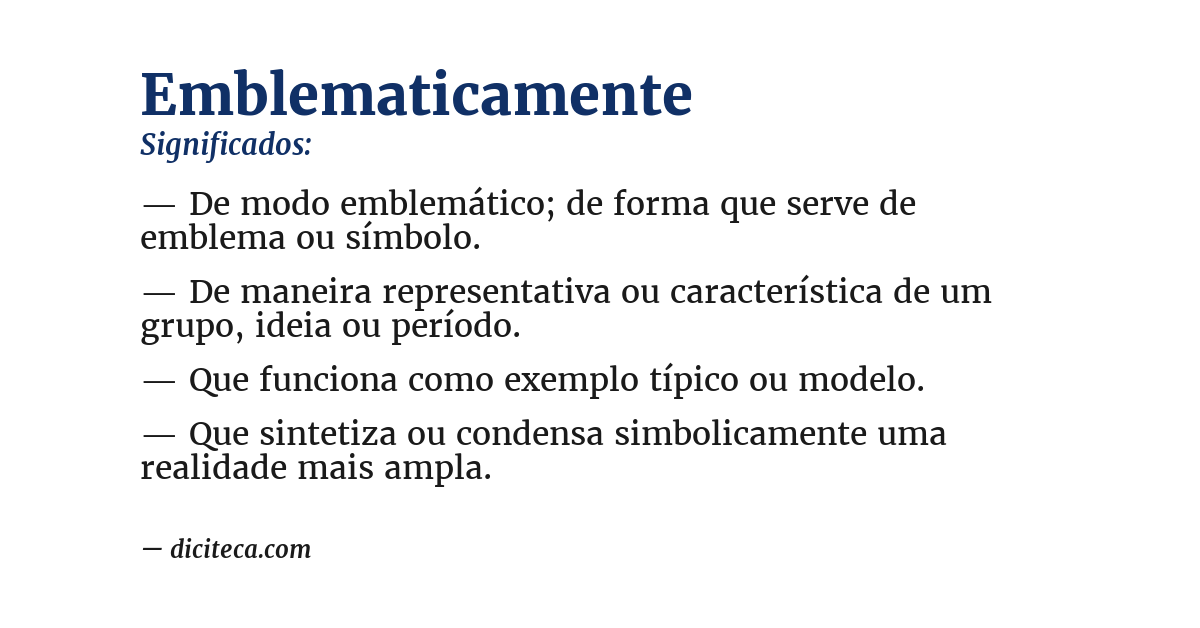 Significado de emblematicamente