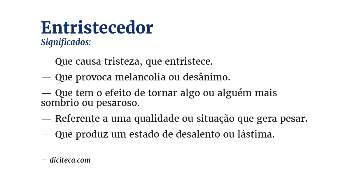 Significado de entristecedor