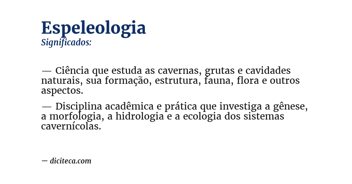 Significado de espeleologia