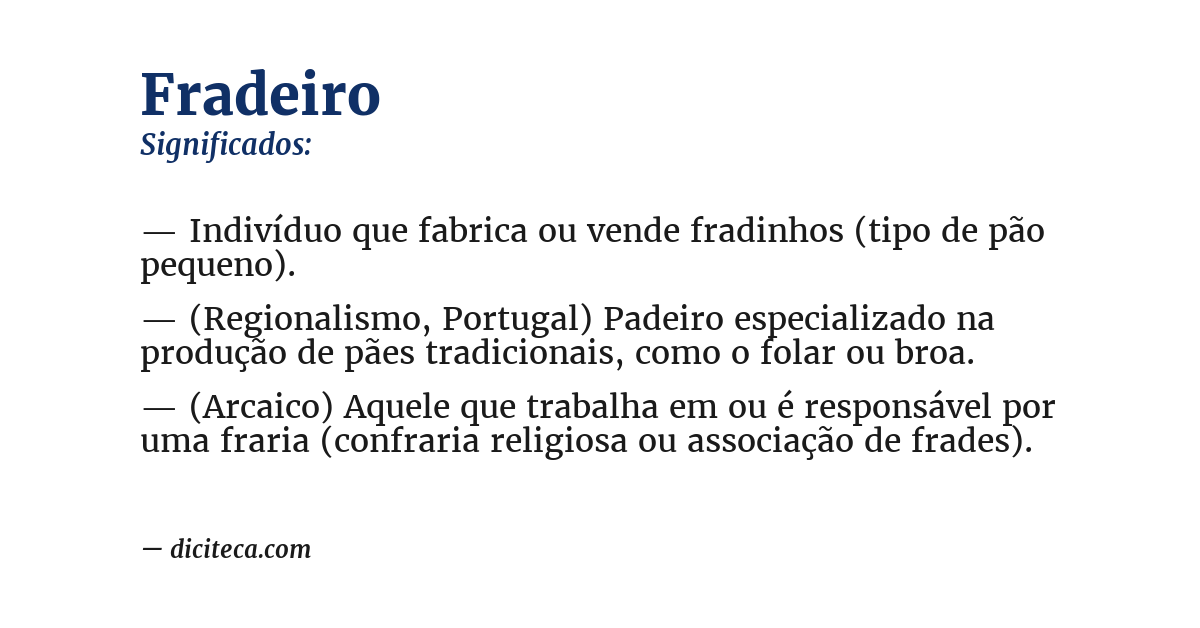 Significado de fradeiro