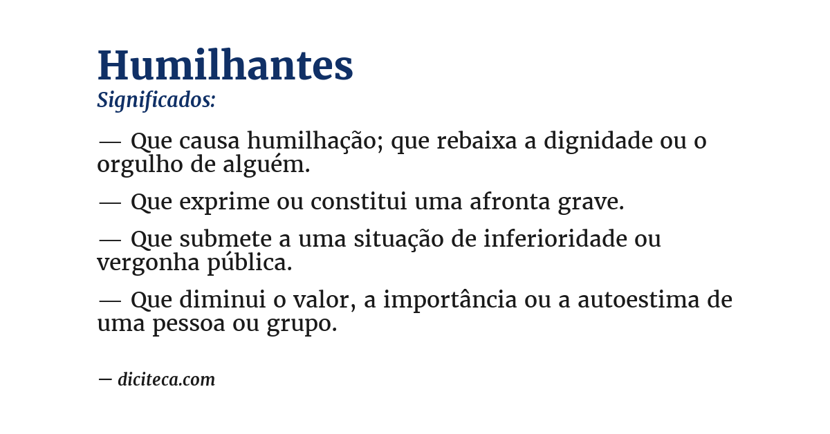 Significado de humilhantes