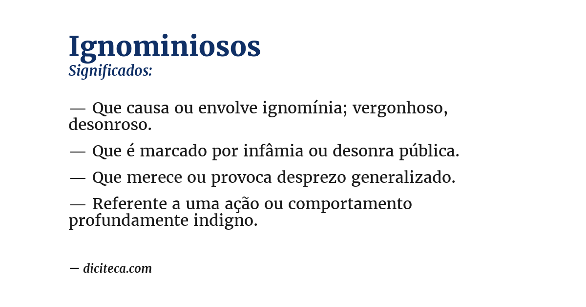 Significado de ignominiosos