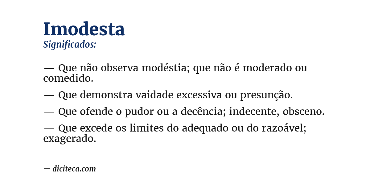 Significado de imodesta