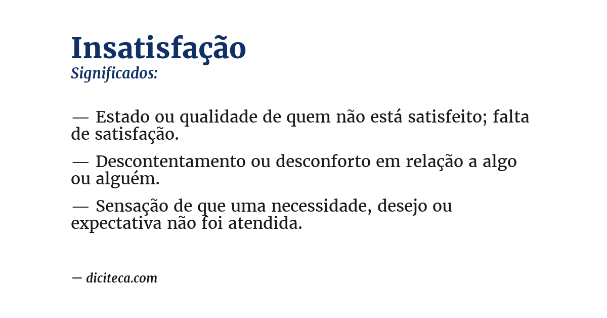 Significado de insatisfação