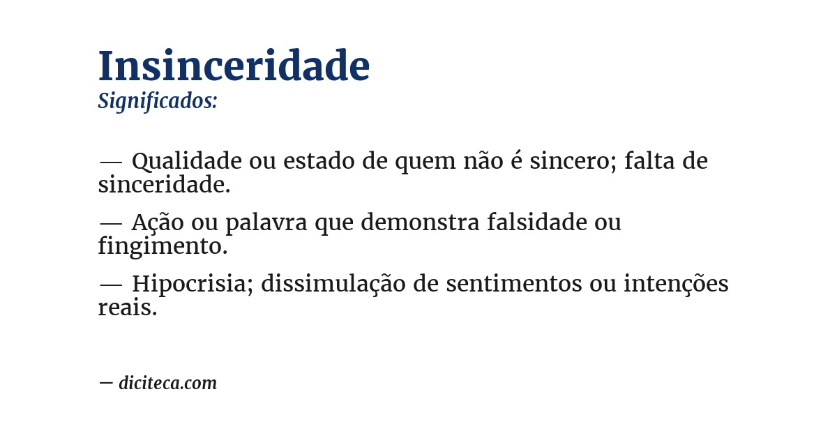 Significado de insinceridade