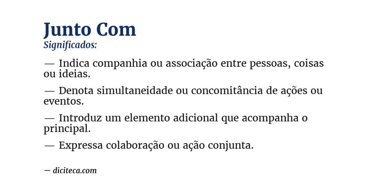 Significado de junto com