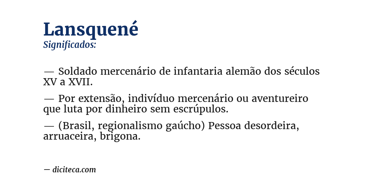Significado de lansquené