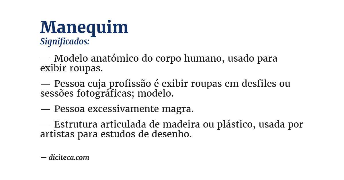 Significado de manequim