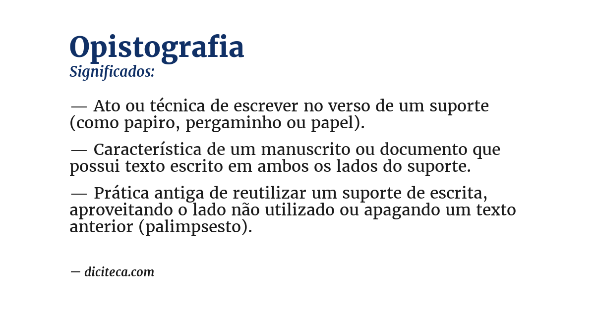 Significado de opistografia