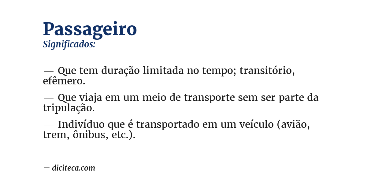Significado de passageiro