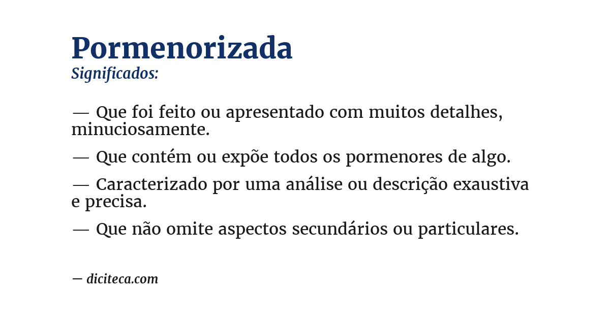 Significado de pormenorizada