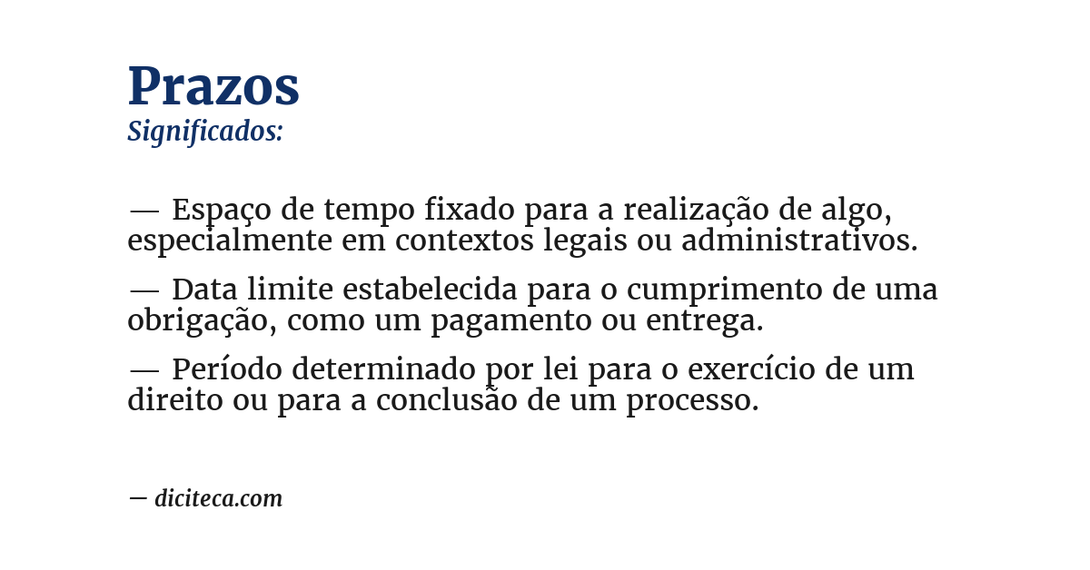 Significado de prazos