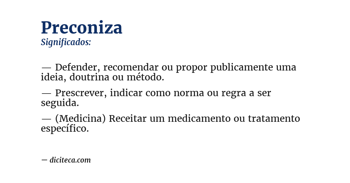 Significado de preconiza