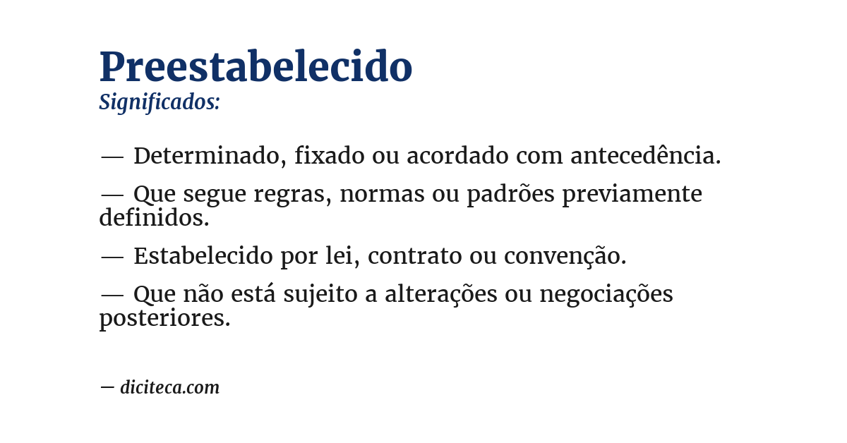 Significado de preestabelecido