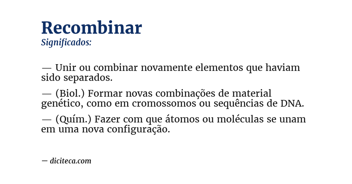 Significado de recombinar