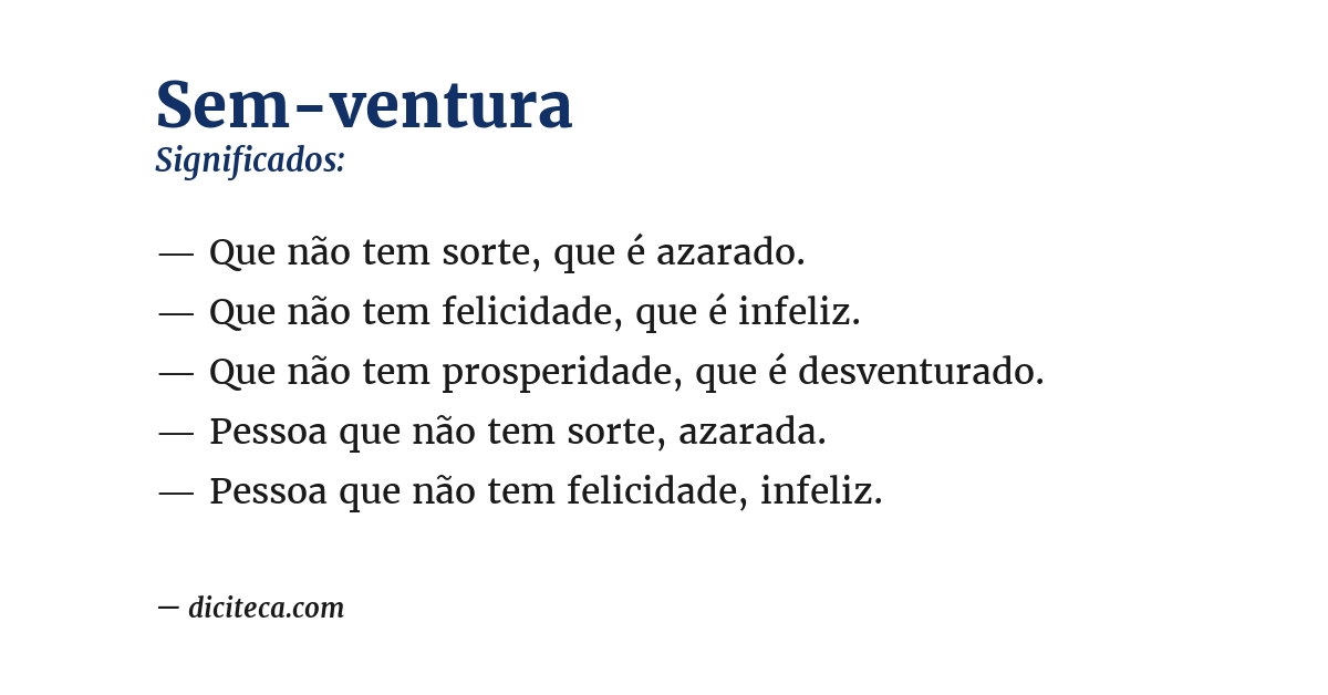 Significado de sem-ventura