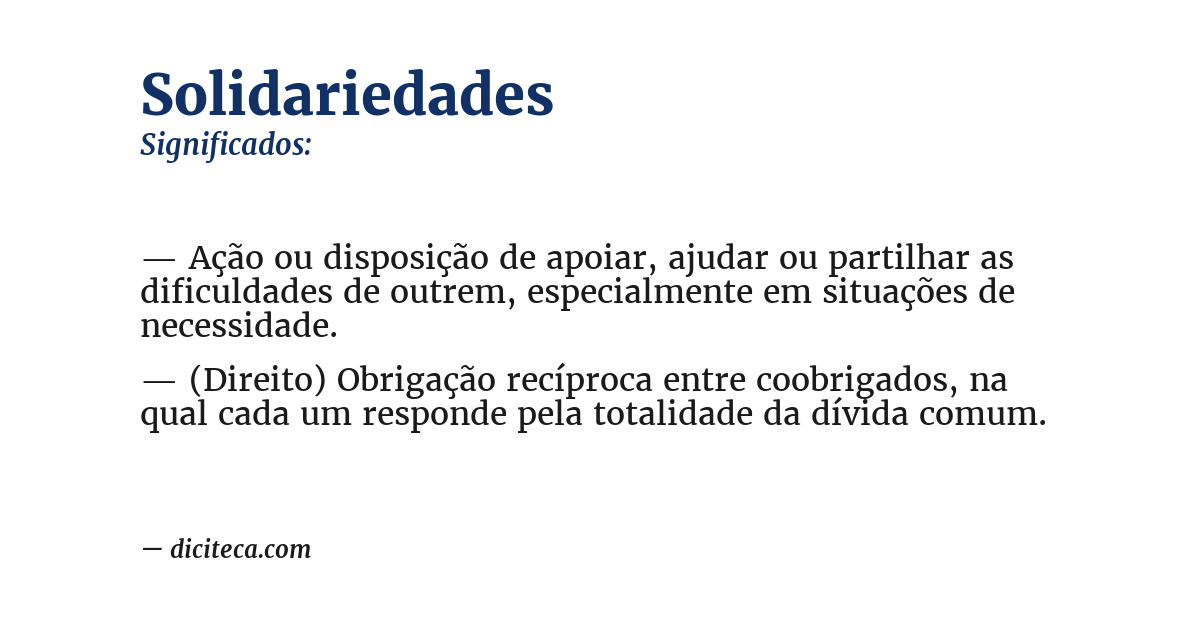 Significado de solidariedades