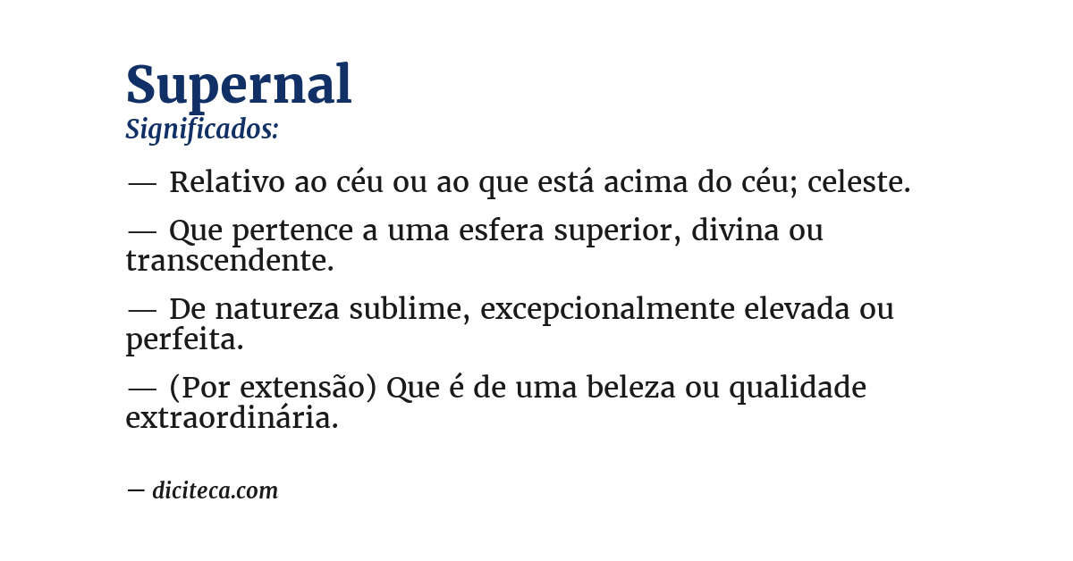 Significado de supernal