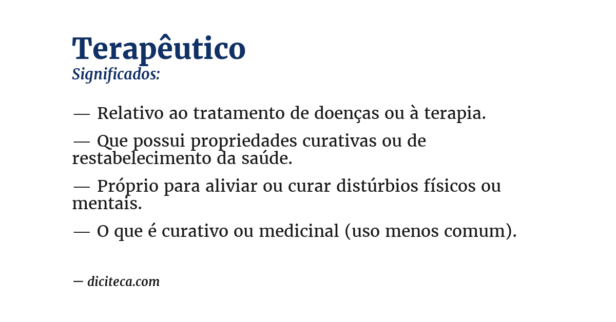 Significado de terapêutico