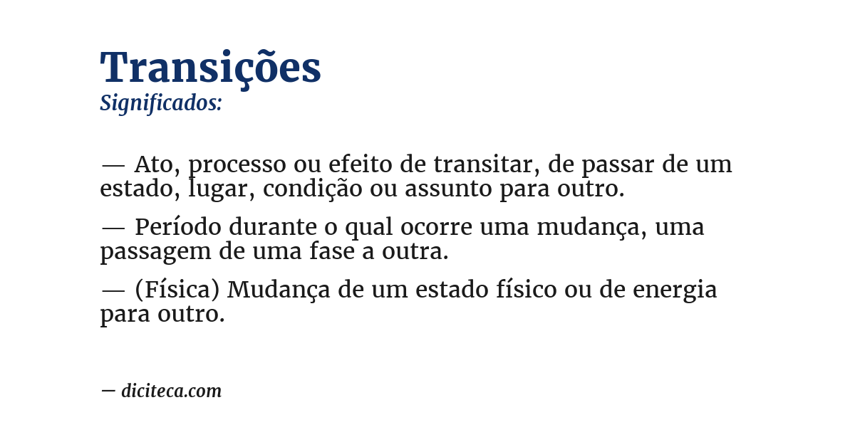 Significado de transições