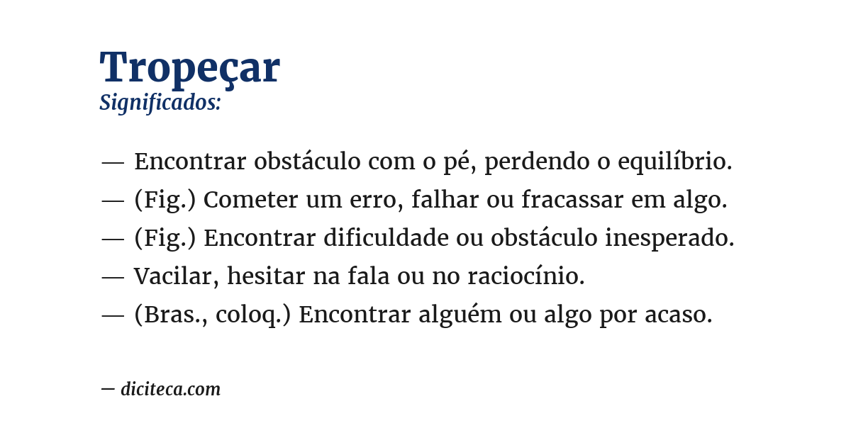 Significado de tropeçar