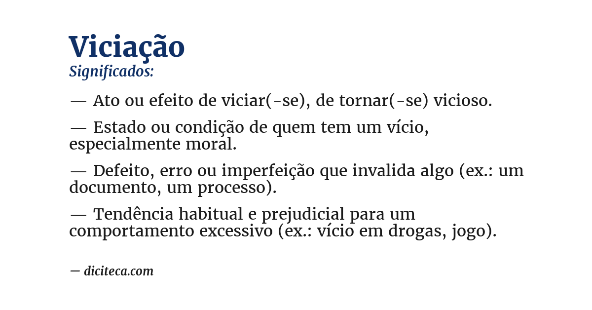 Significado de viciação