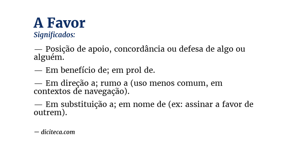 Significado de a favor