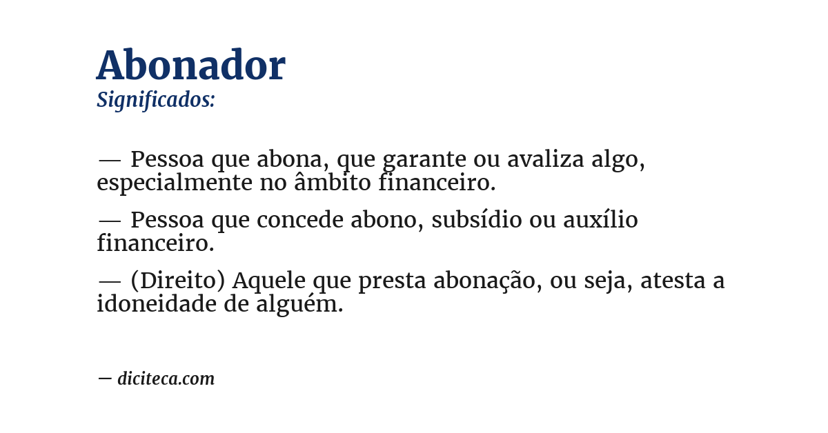 Significado de abonador