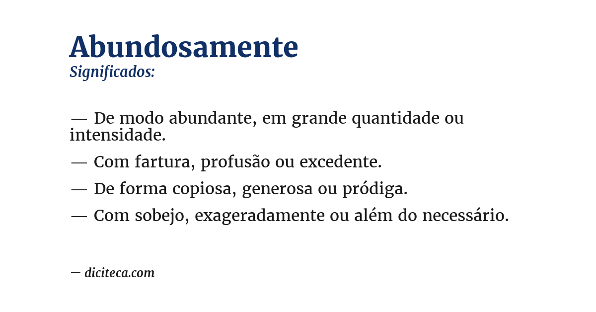 Significado de abundosamente