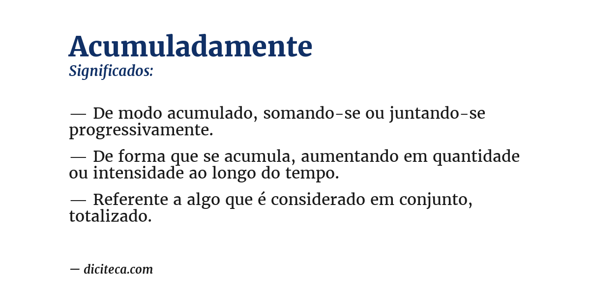 Significado de acumuladamente