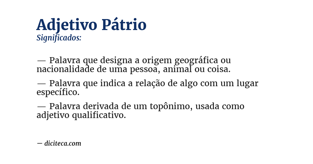 Significado de adjetivo pátrio