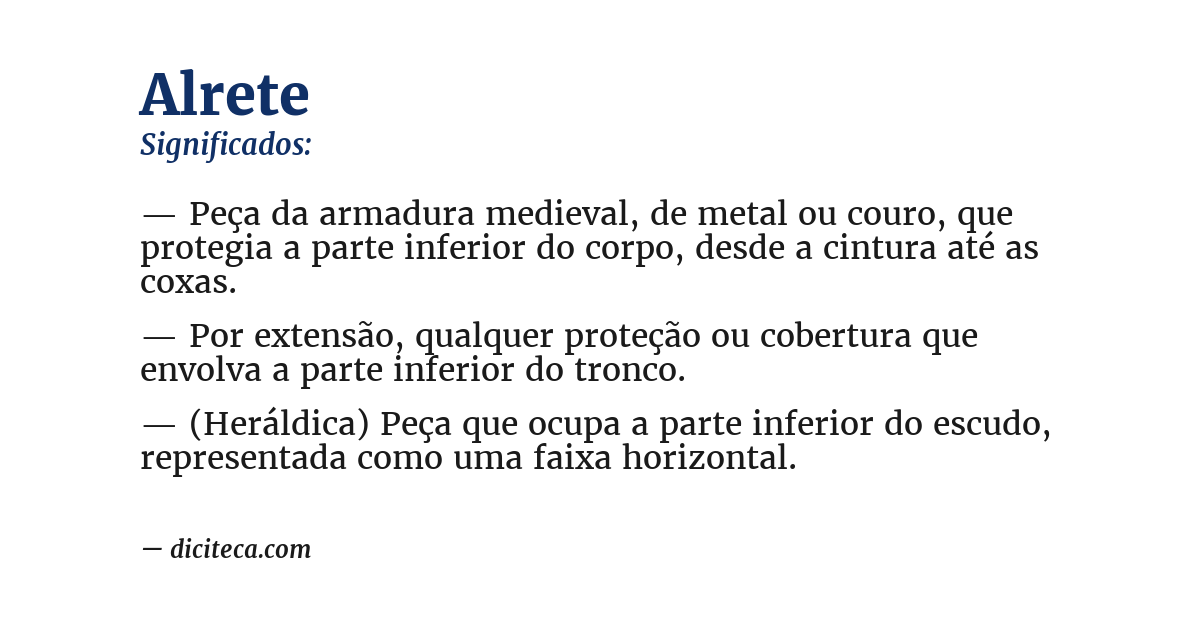 Significado de alrete