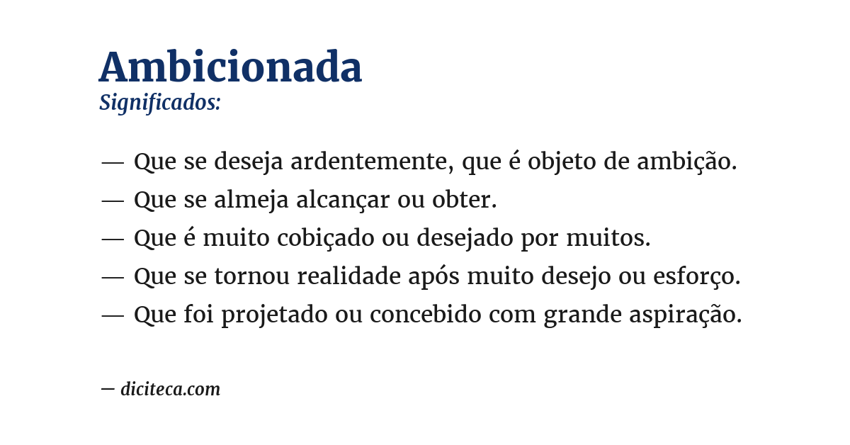Significado de ambicionada