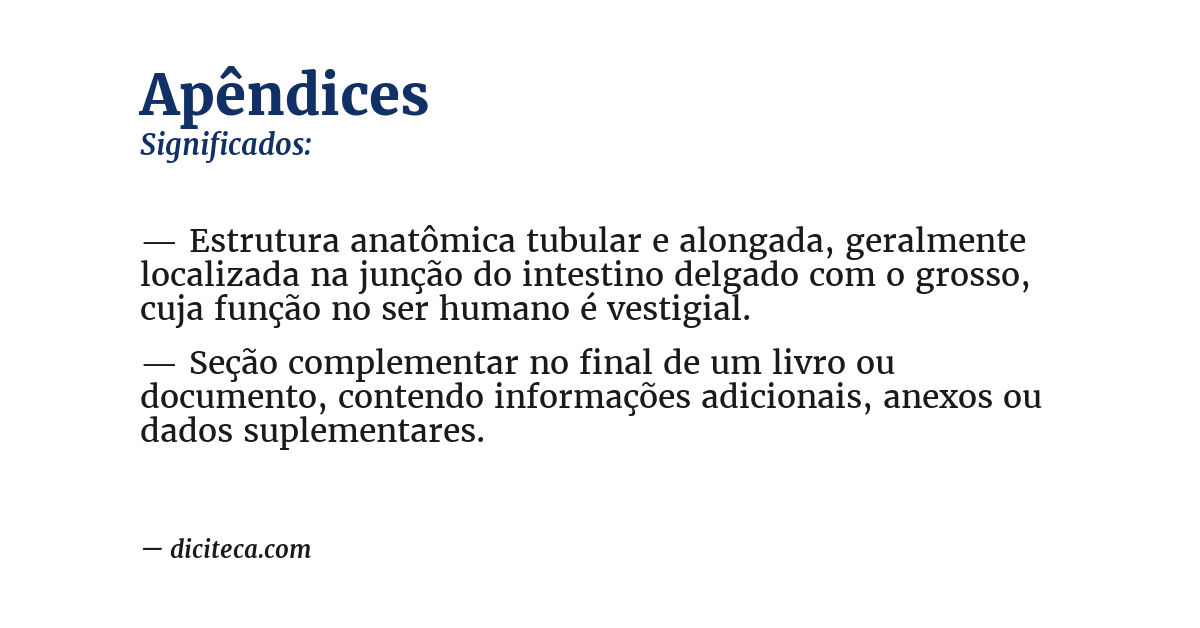 Significado de apêndices