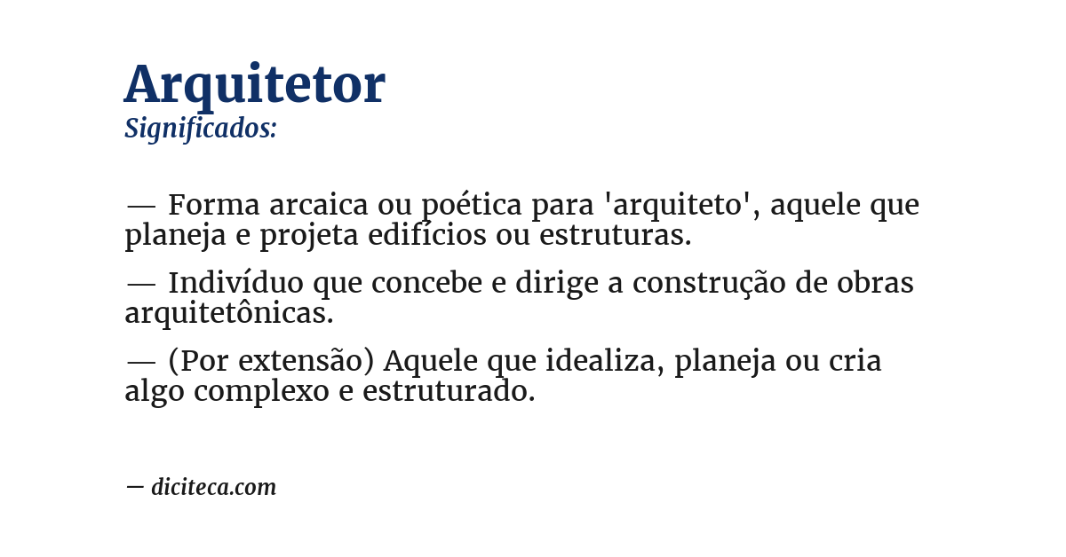 Significado de arquitetor