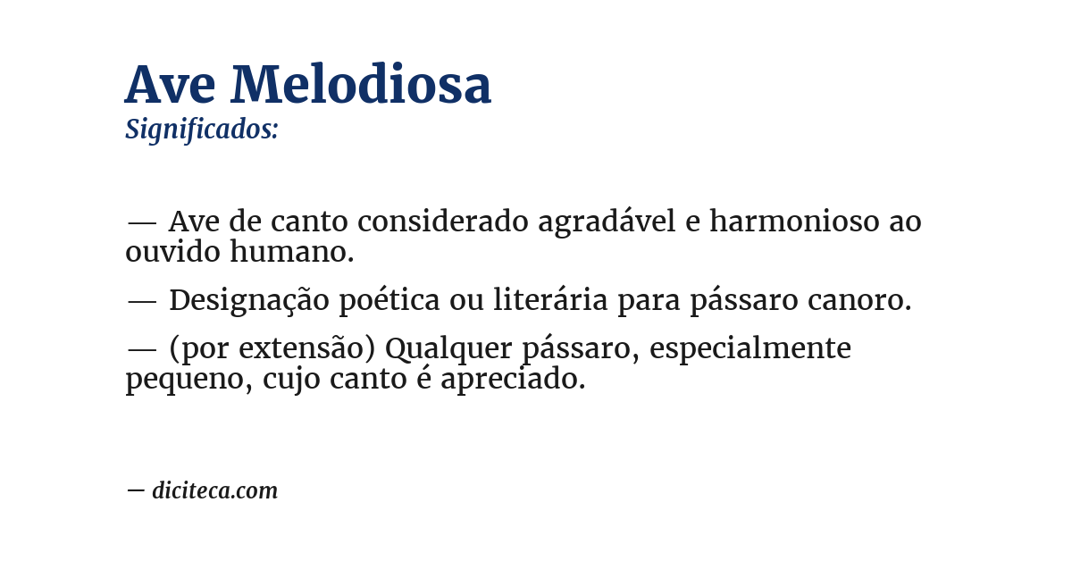 Significado de ave melodiosa