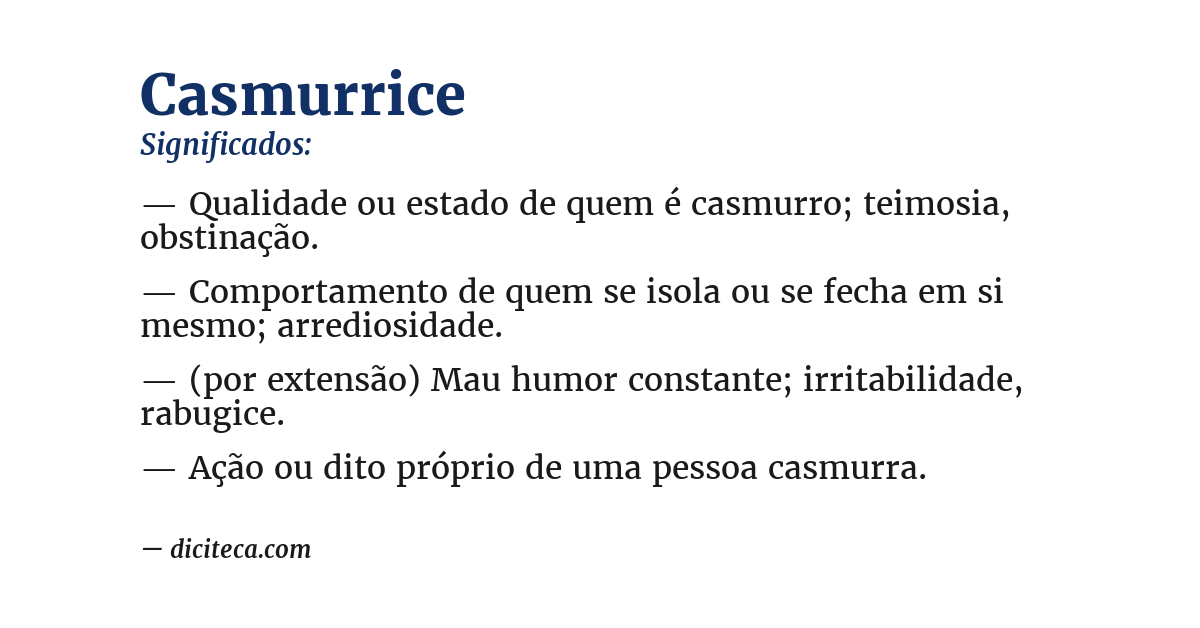 Significado de casmurrice