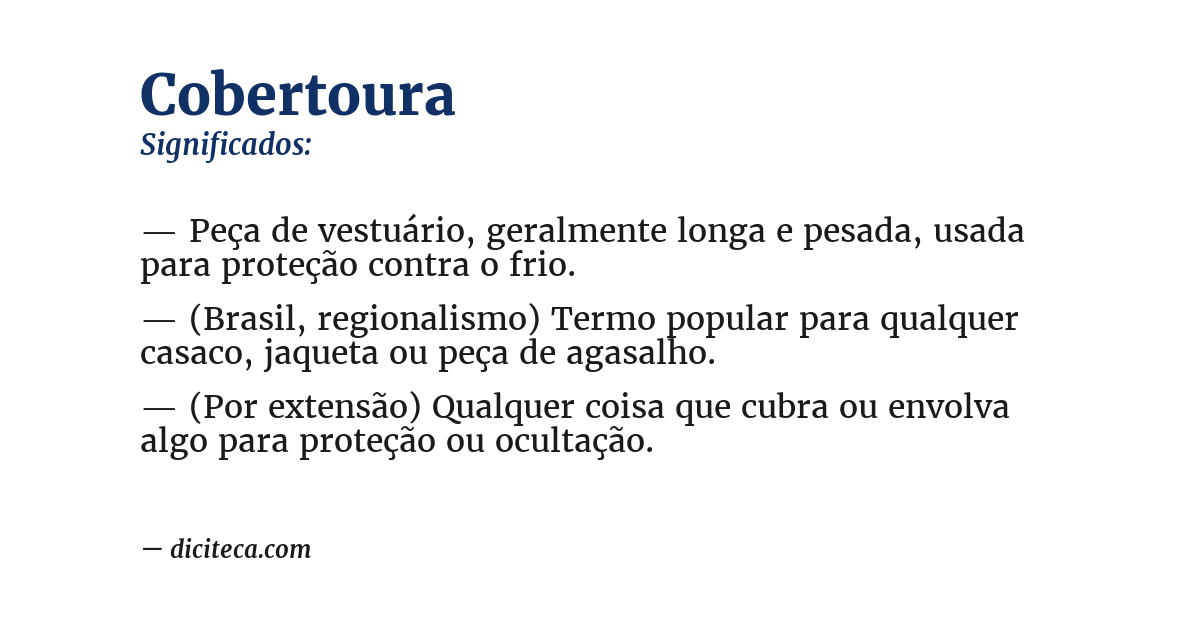 Significado de cobertoura