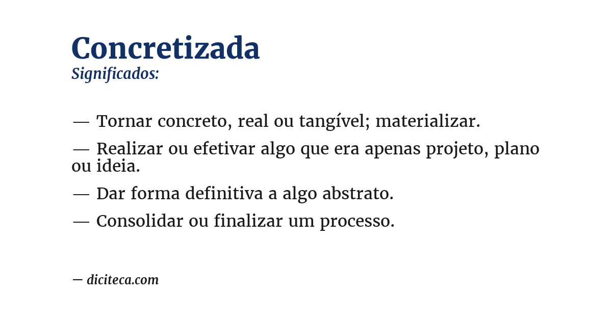 Significado de concretizada
