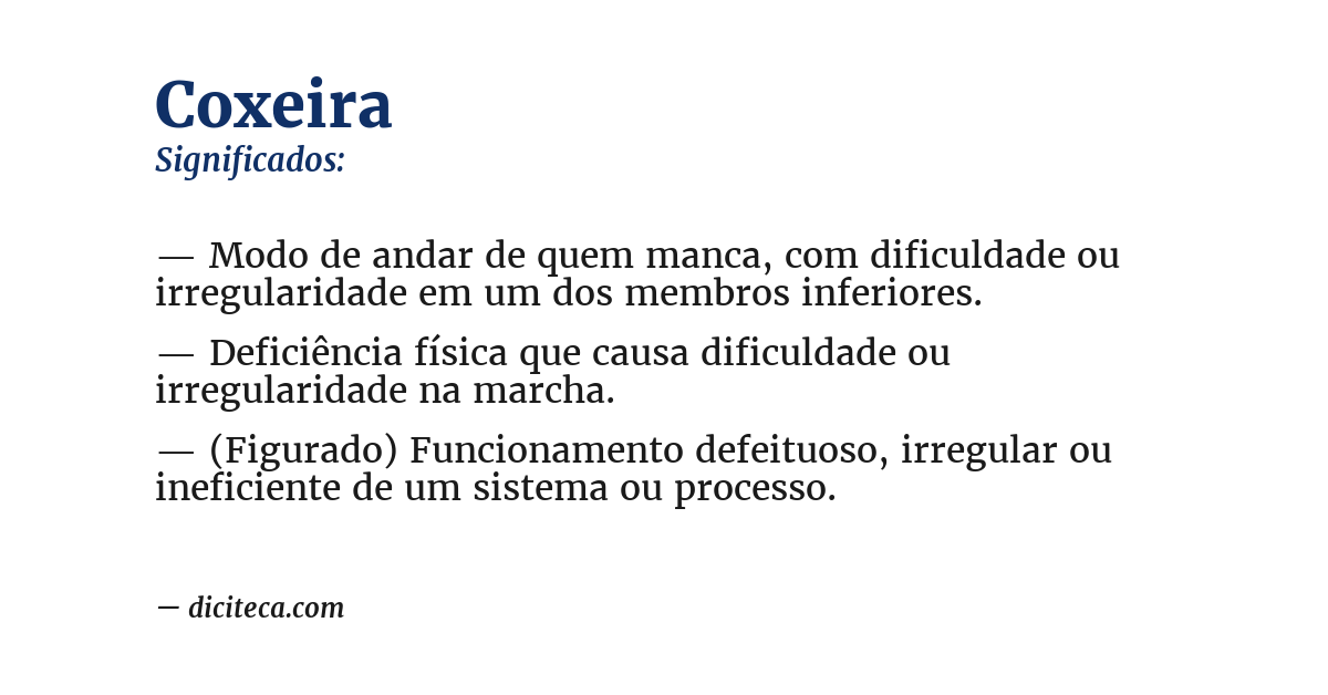 Significado de coxeira