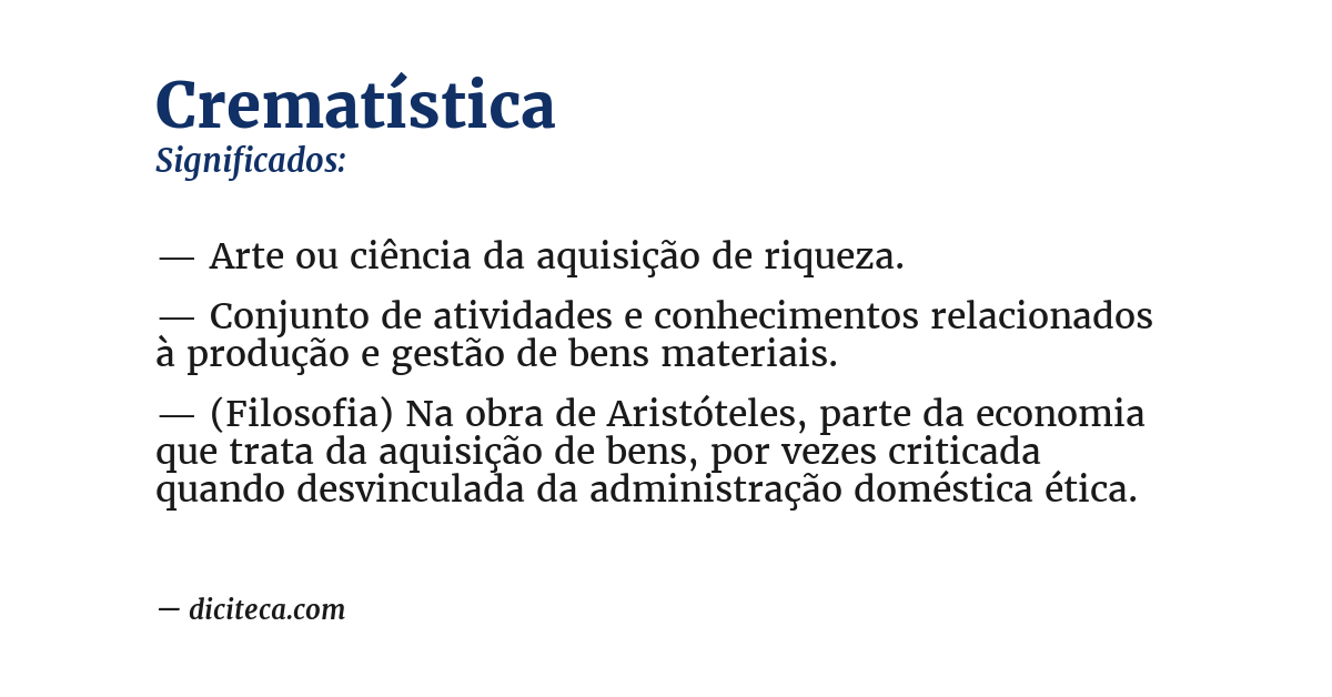 Significado de crematística
